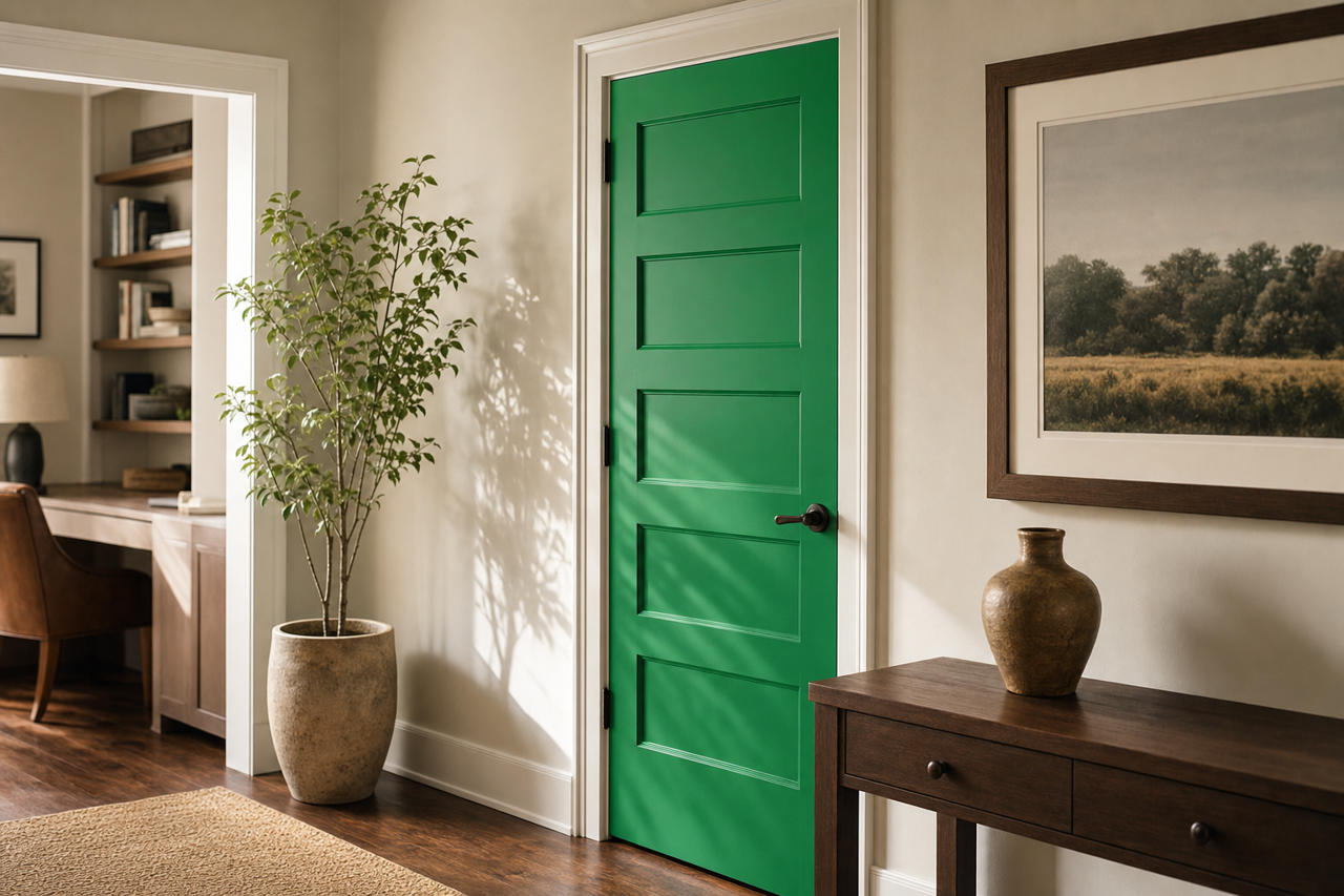 Luscious Green by Valspar on interior-doors