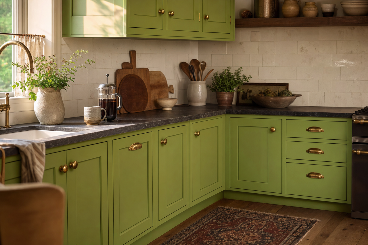 Mountain Botanical by Valspar on cabinets