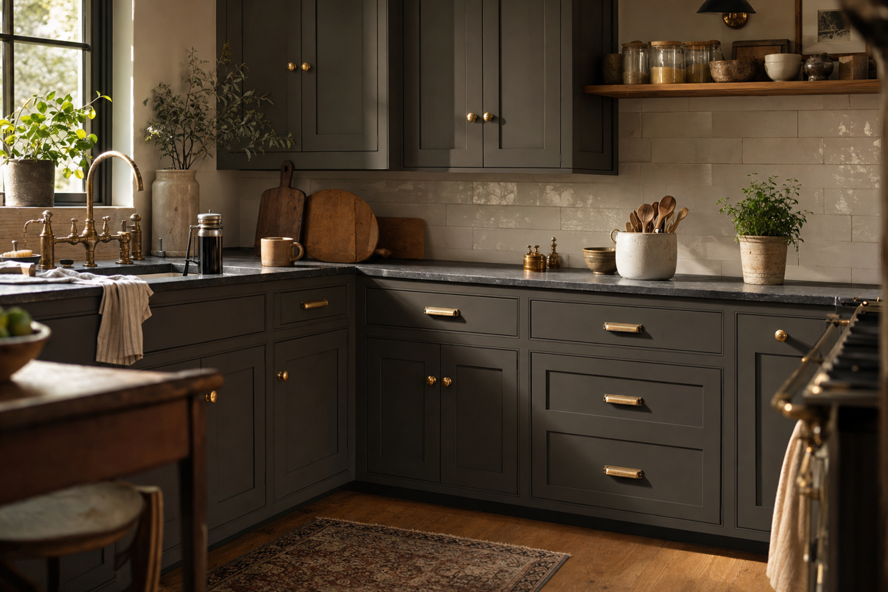 Fired Earth by Valspar on cabinets