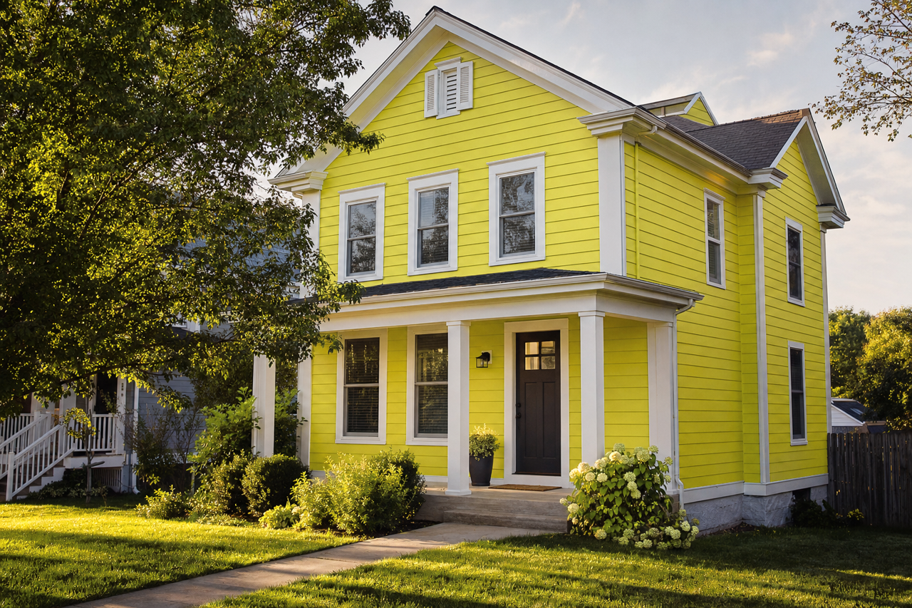 Can't Miss Lime by Valspar on exterior
