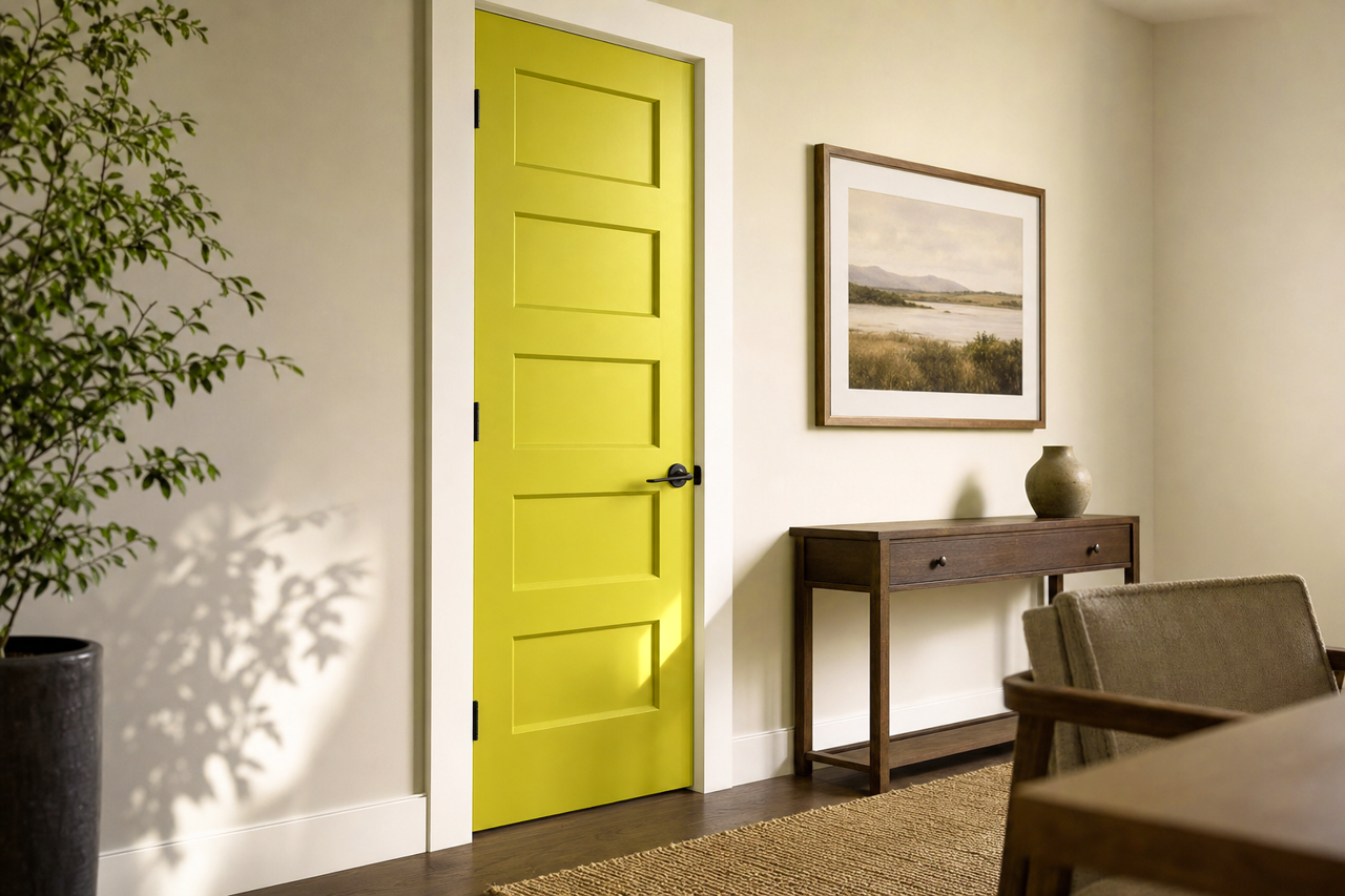 Can't Miss Lime by Valspar on interior-doors