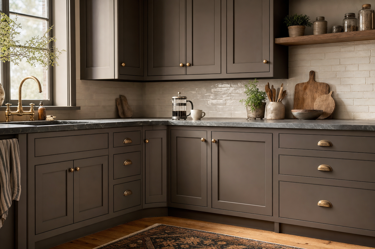 Burnt Tile by Valspar on cabinets