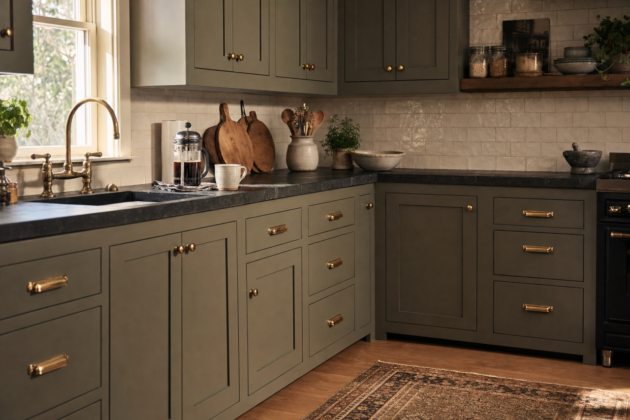 Night Safari by Valspar on cabinets