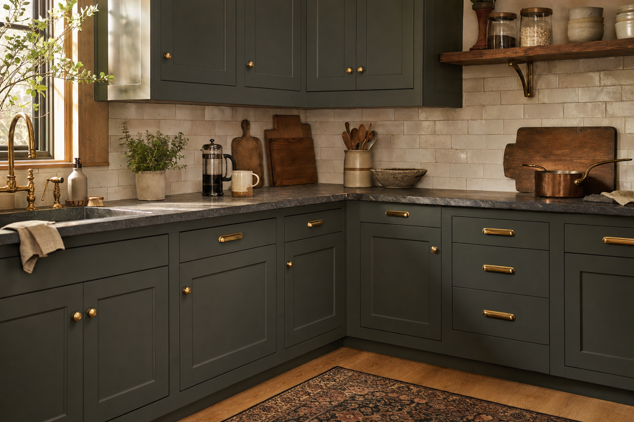 Aged Pine by Valspar on cabinets