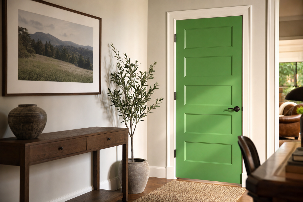 Bright Parrot by Valspar on interior-doors