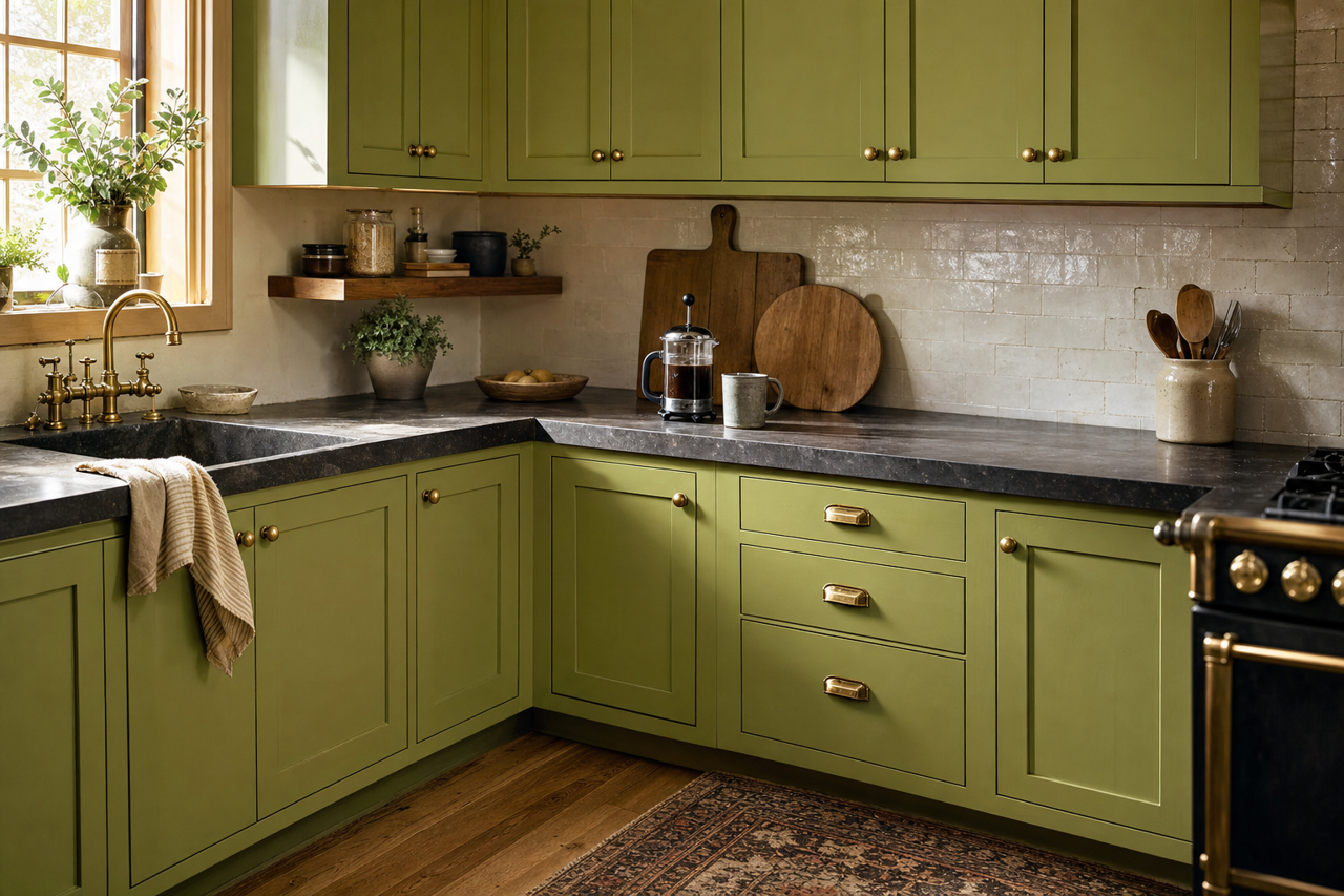 Shallow Valley by Valspar on cabinets
