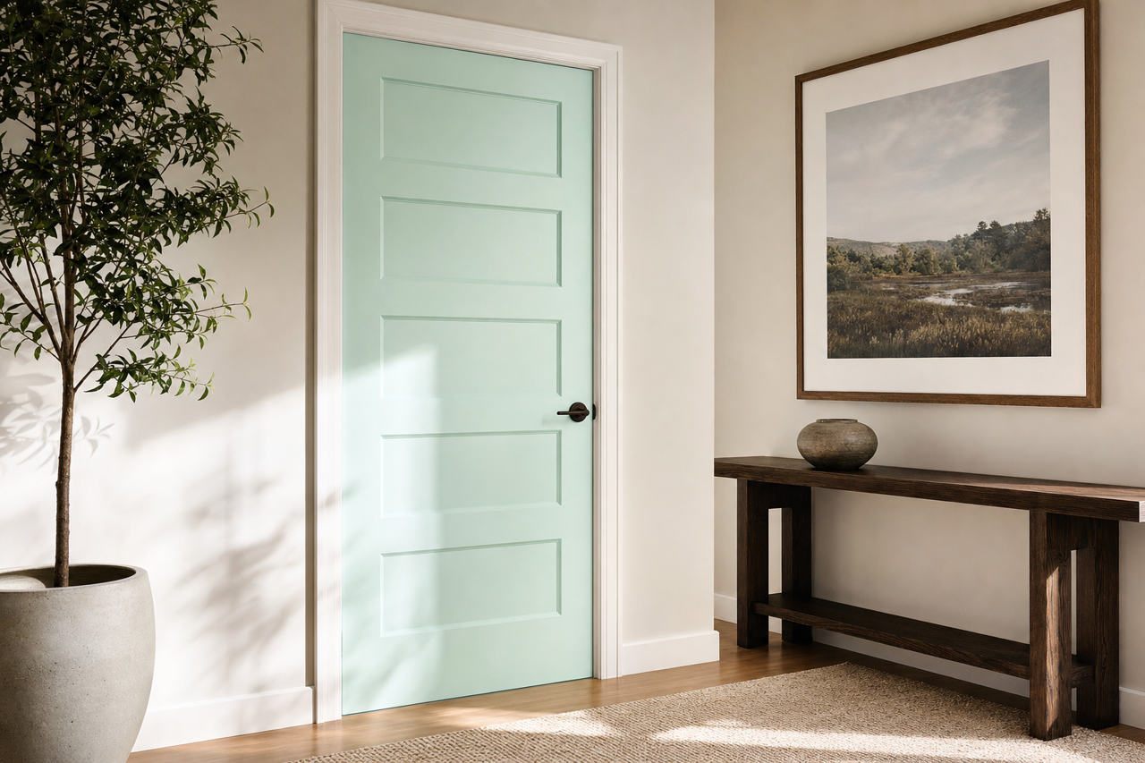 Spring Breeze by Benjamin Moore on interior-doors