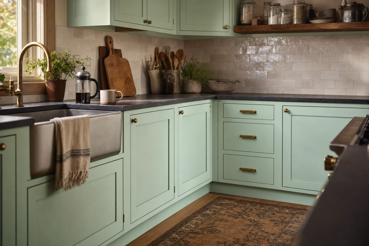 Antigua by Benjamin Moore on cabinets