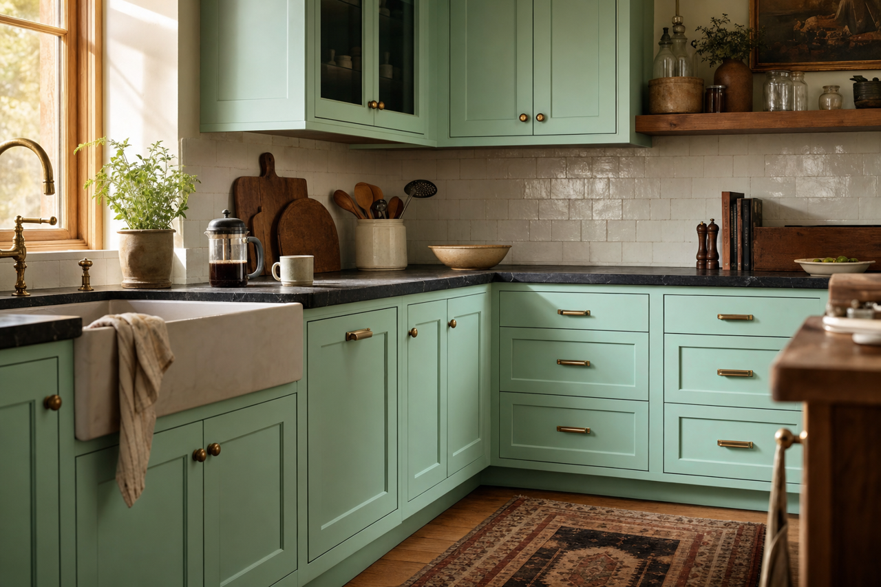 Hills by Benjamin Moore on cabinets