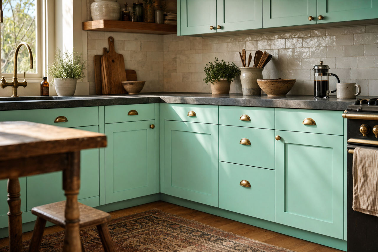 Fresh by Benjamin Moore on cabinets