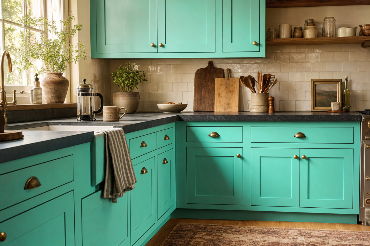 St. Patty's Day by Benjamin Moore on cabinets