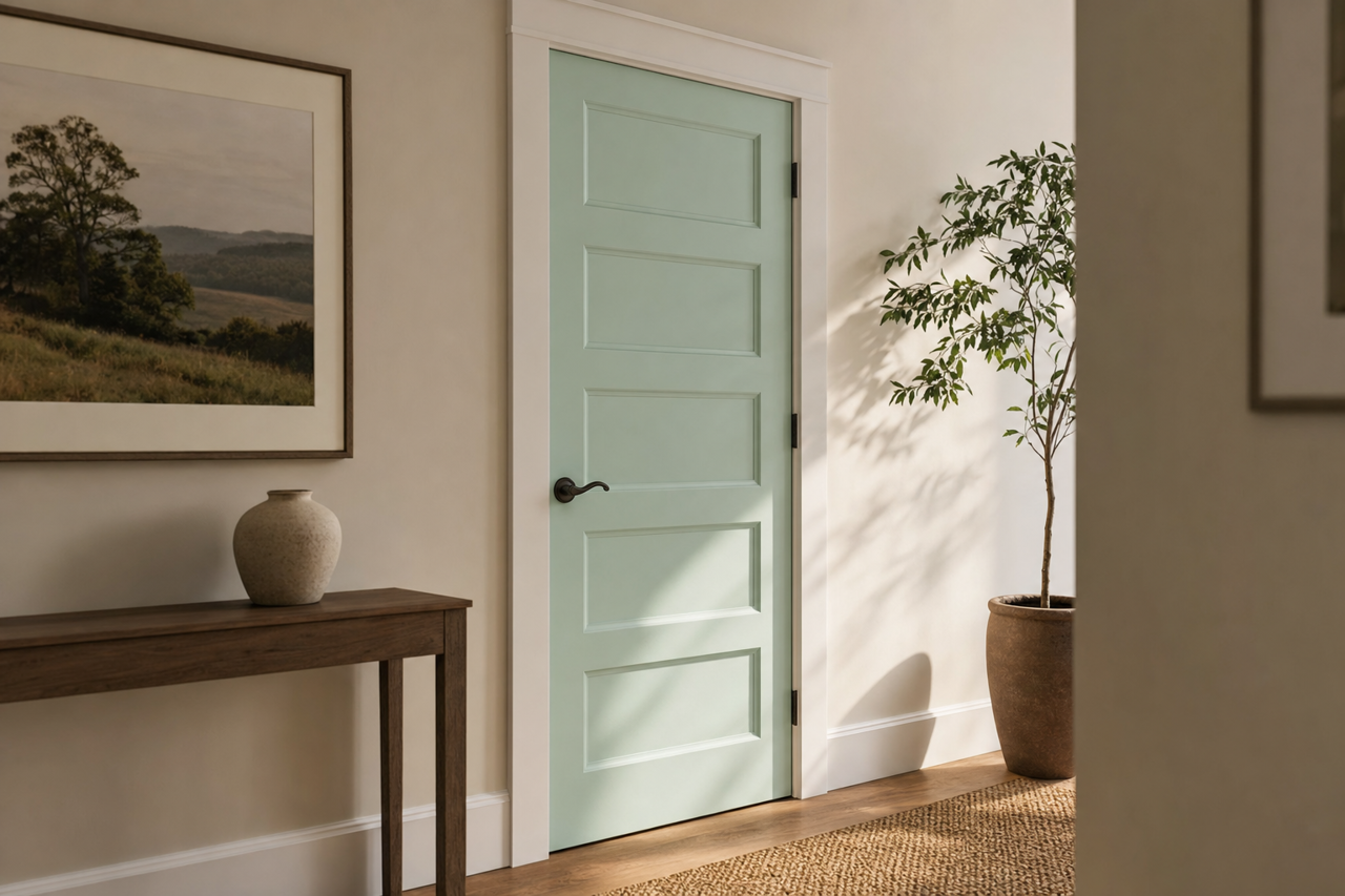 Robin's Nest by Benjamin Moore on interior-doors