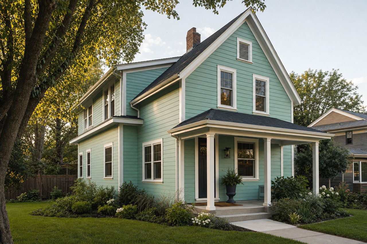 Eucalyptus by Benjamin Moore on exterior