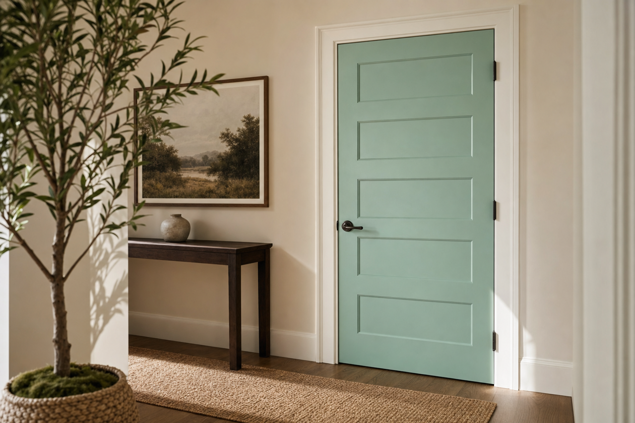 Eucalyptus by Benjamin Moore on interior-doors