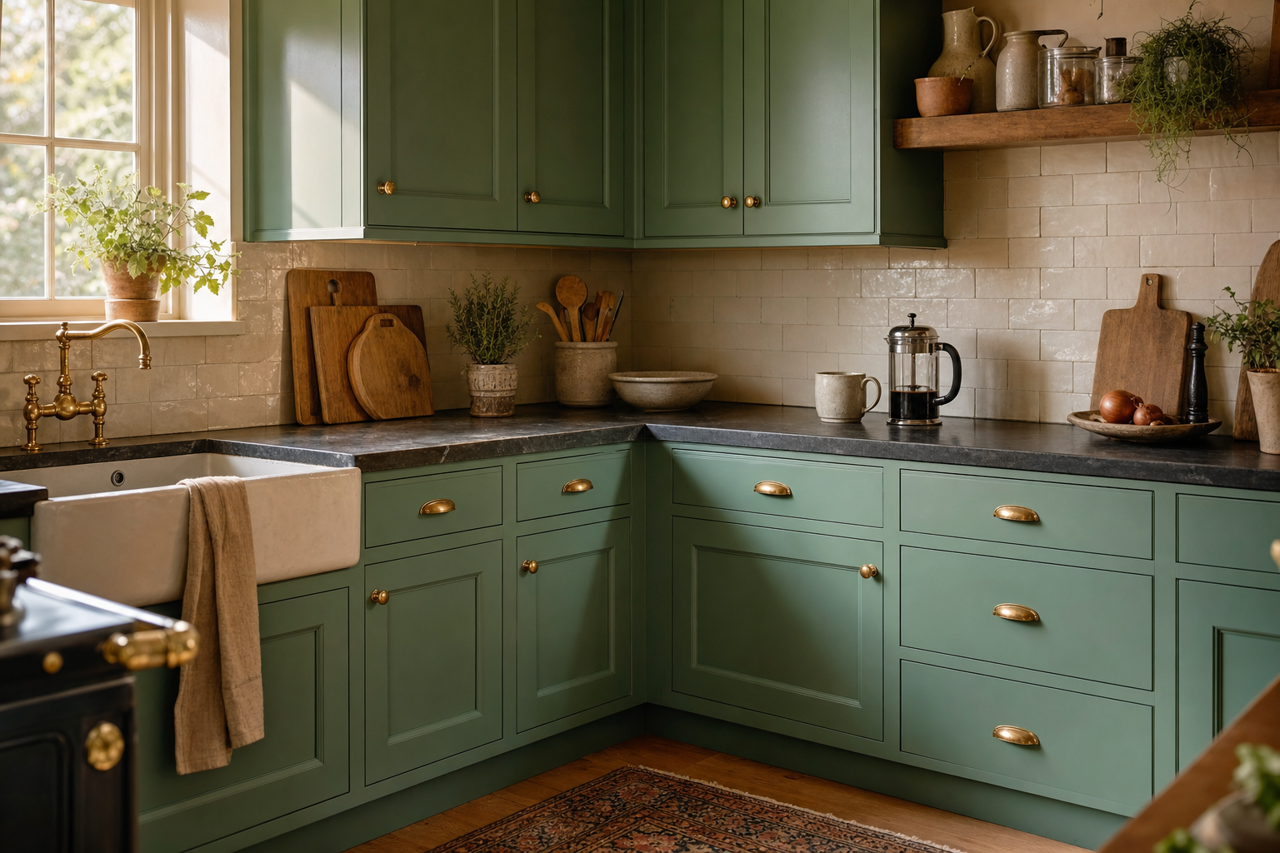 Alpine Trail by Benjamin Moore on cabinets