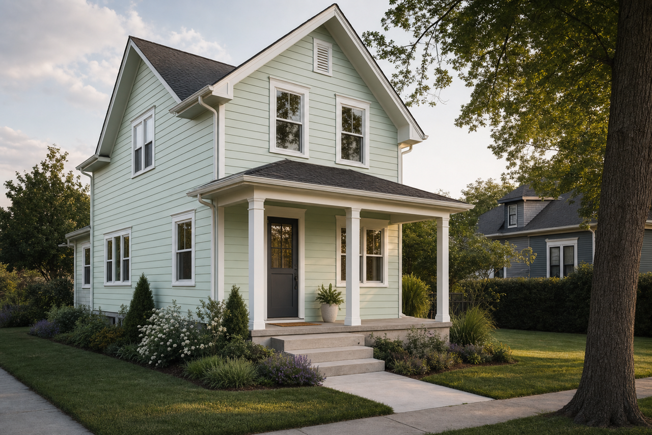 Feather Green by Benjamin Moore on exterior
