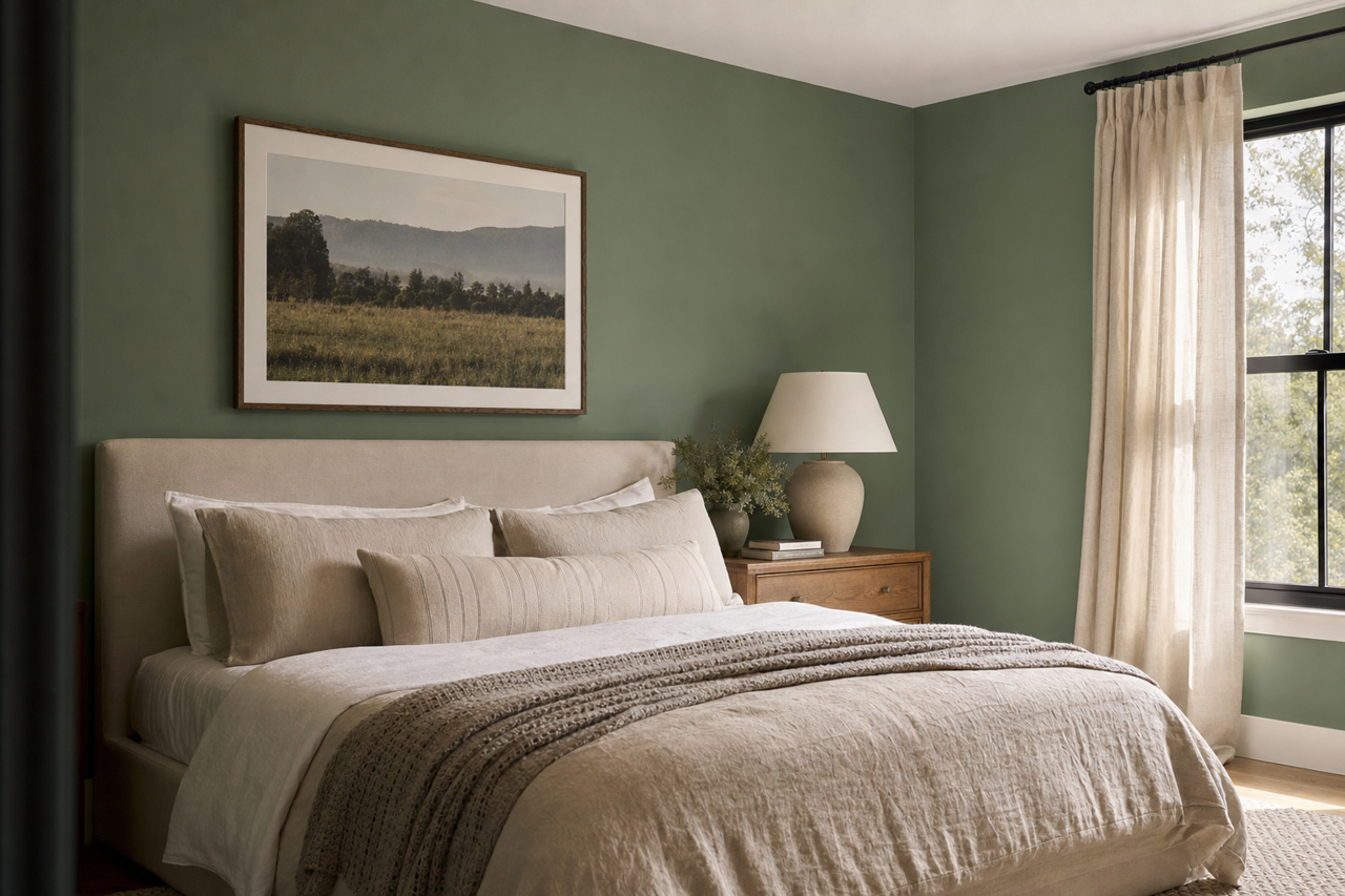Weeping Willow by Benjamin Moore on interiors
