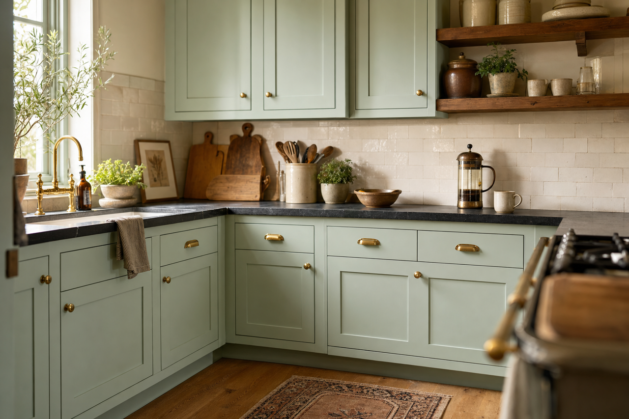 Aberdeen by Benjamin Moore on cabinets
