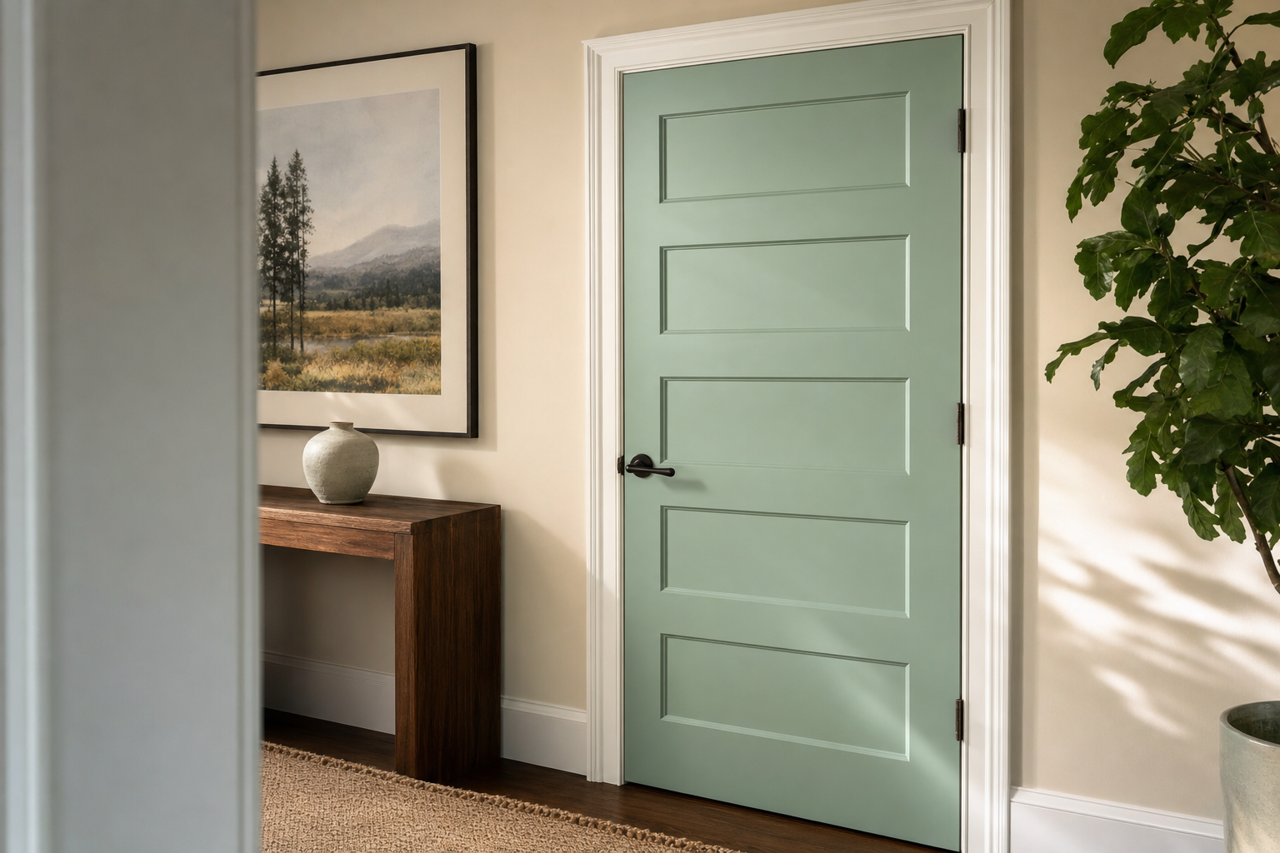 Forest Valley Green by Benjamin Moore on interior-doors