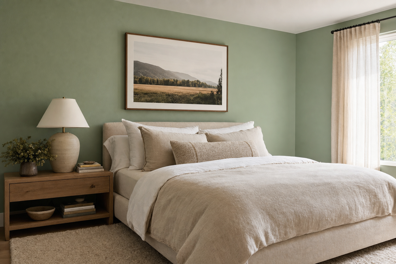 Forest Valley Green by Benjamin Moore on interiors