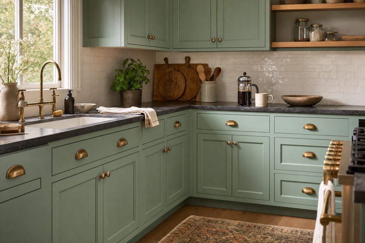 Everglades by Benjamin Moore on cabinets