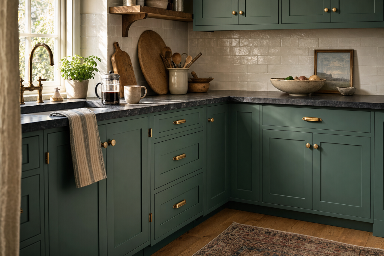 Steamed by Benjamin Moore on cabinets