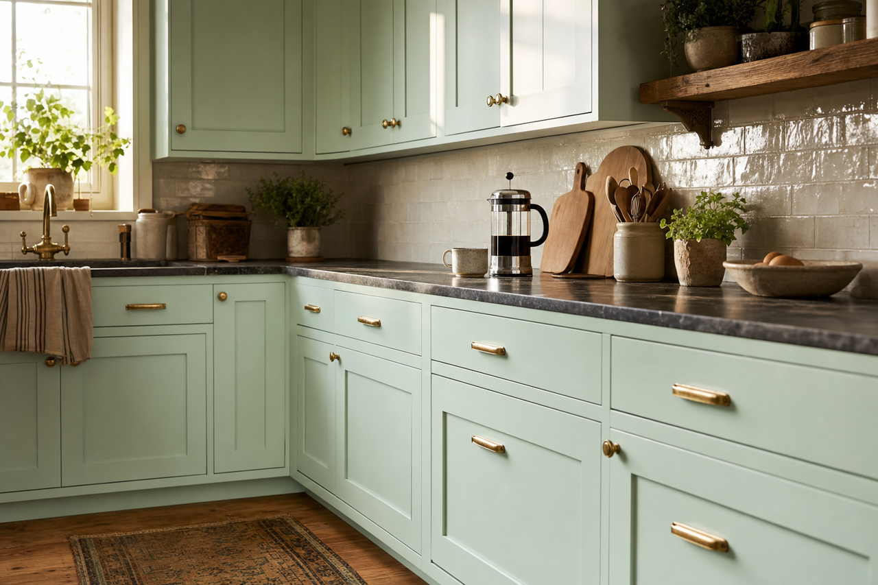 Outer Sphere by Benjamin Moore on cabinets
