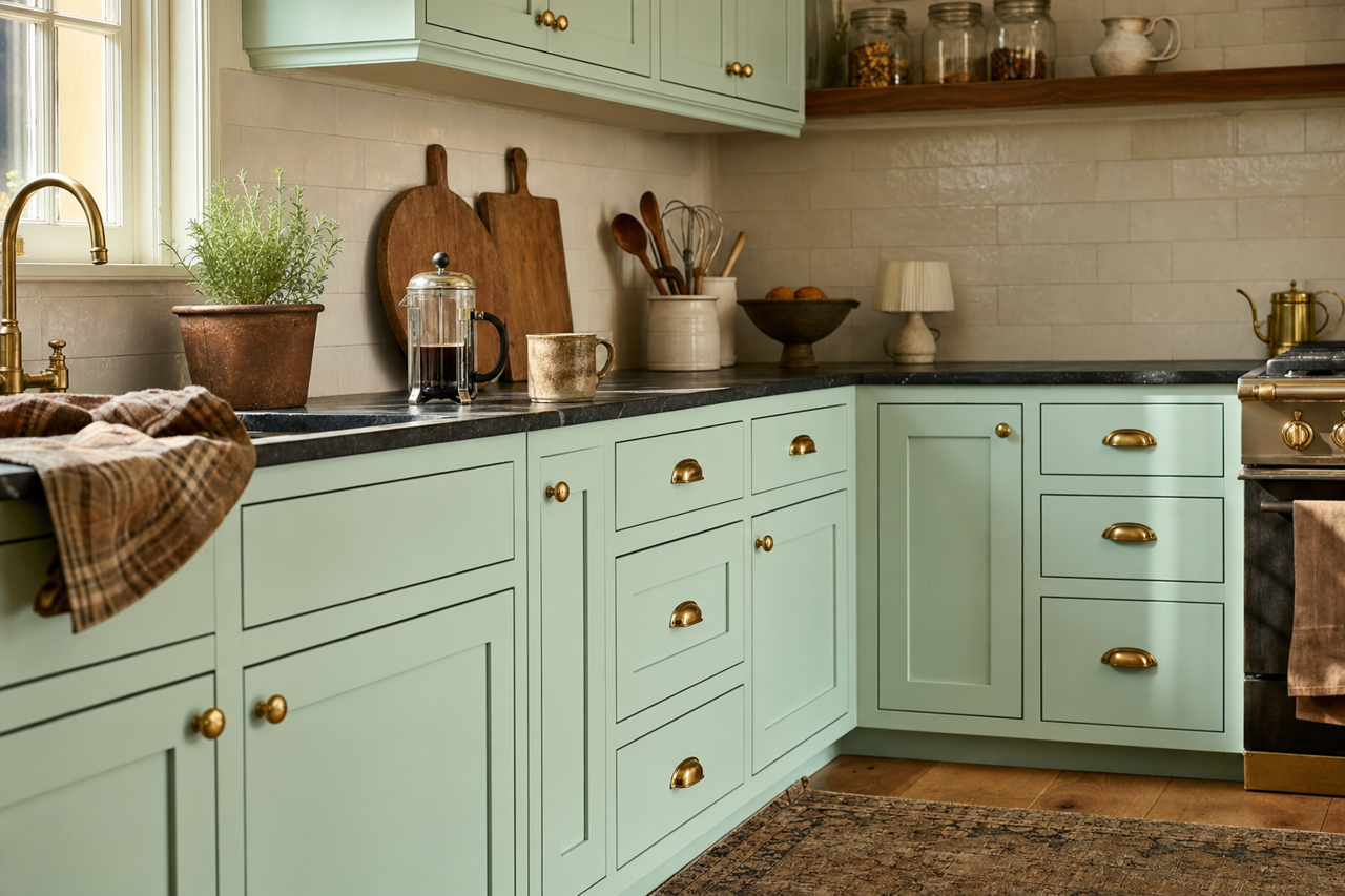 Hannity by Benjamin Moore on cabinets