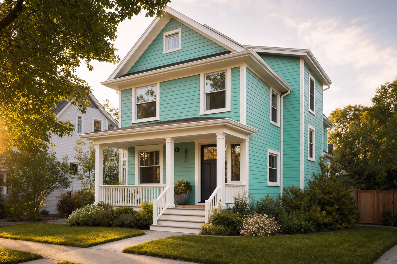Kokopelli Teal by Benjamin Moore on exterior