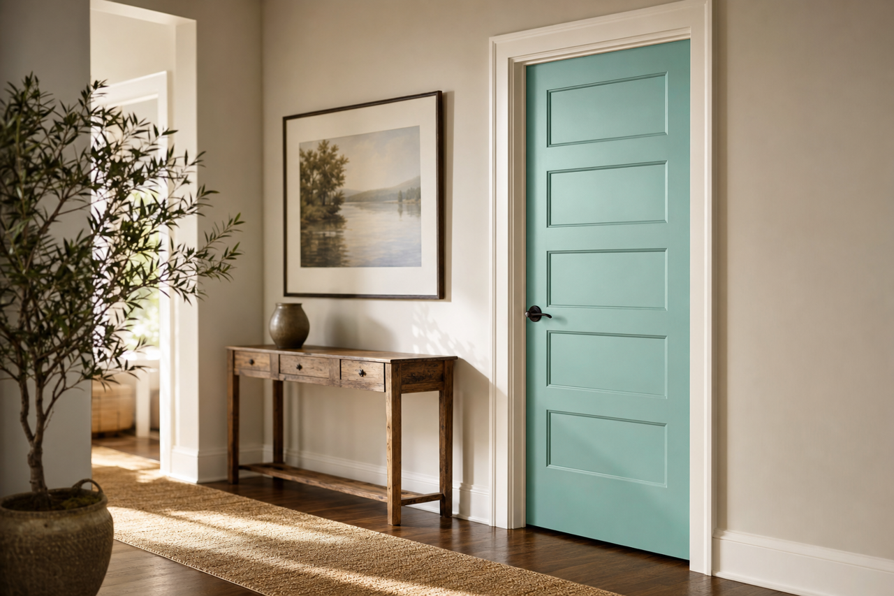 Kokopelli Teal by Benjamin Moore on interior-doors