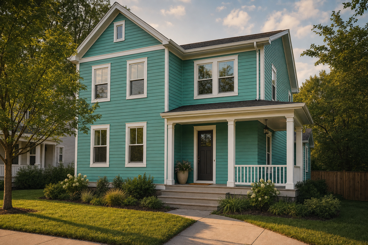 Captivating Teal by Benjamin Moore on exterior