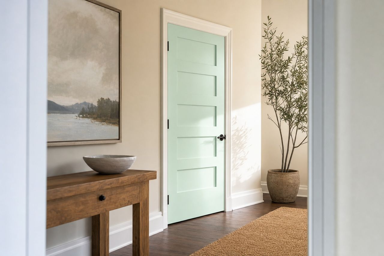 Caribbean Breeze by Benjamin Moore on interior-doors