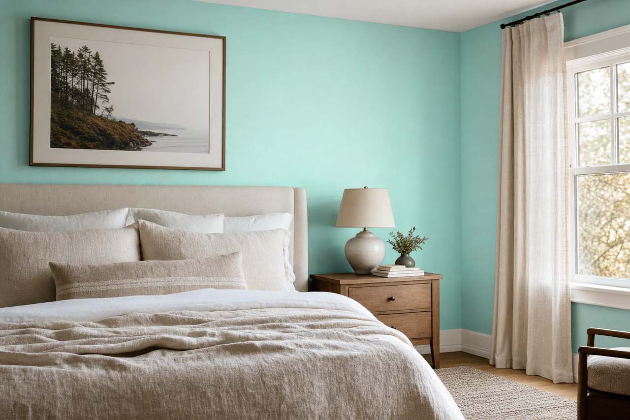 Harbor Side Teal by Benjamin Moore on interiors