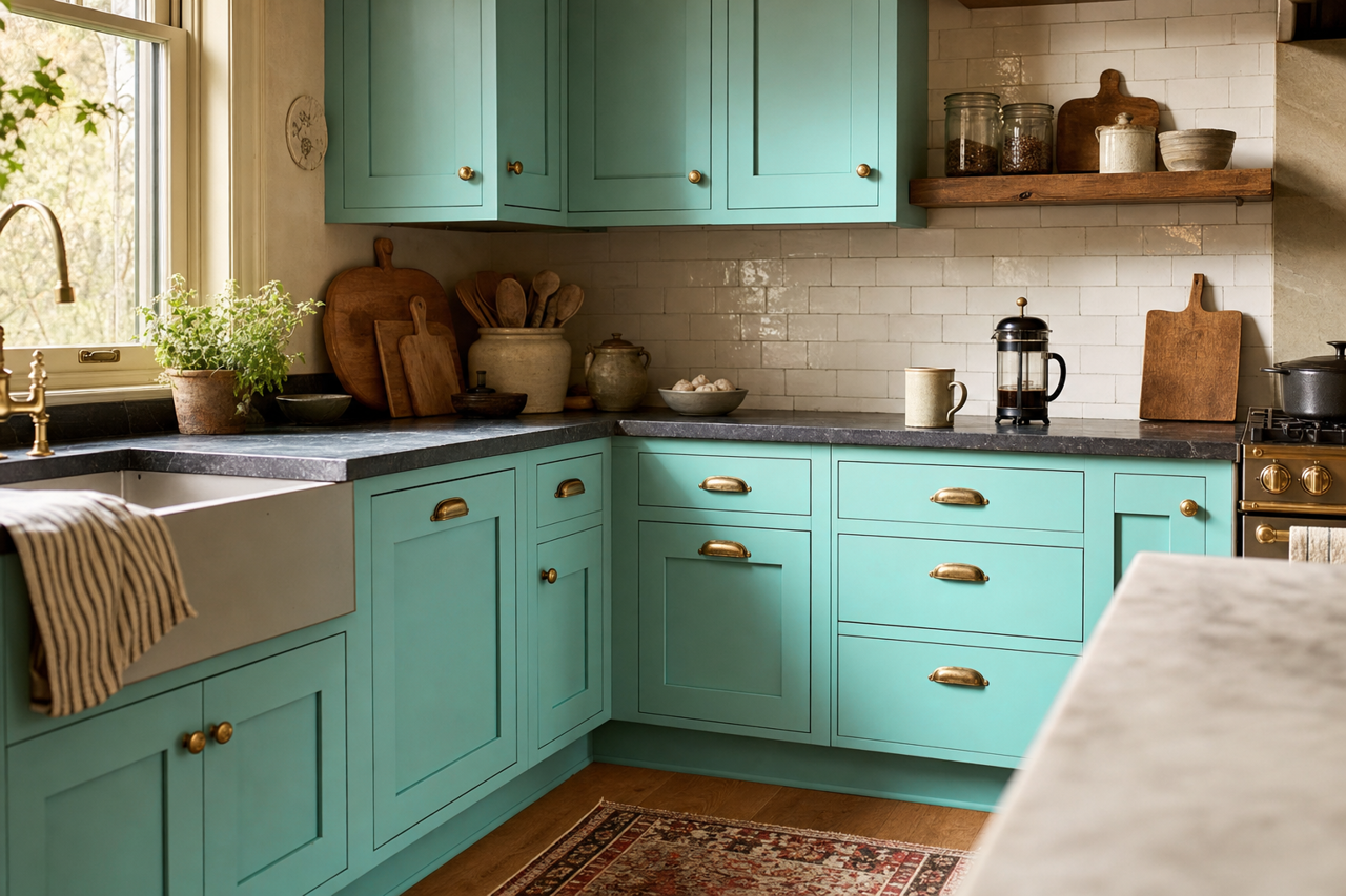 Coastal by Benjamin Moore on cabinets