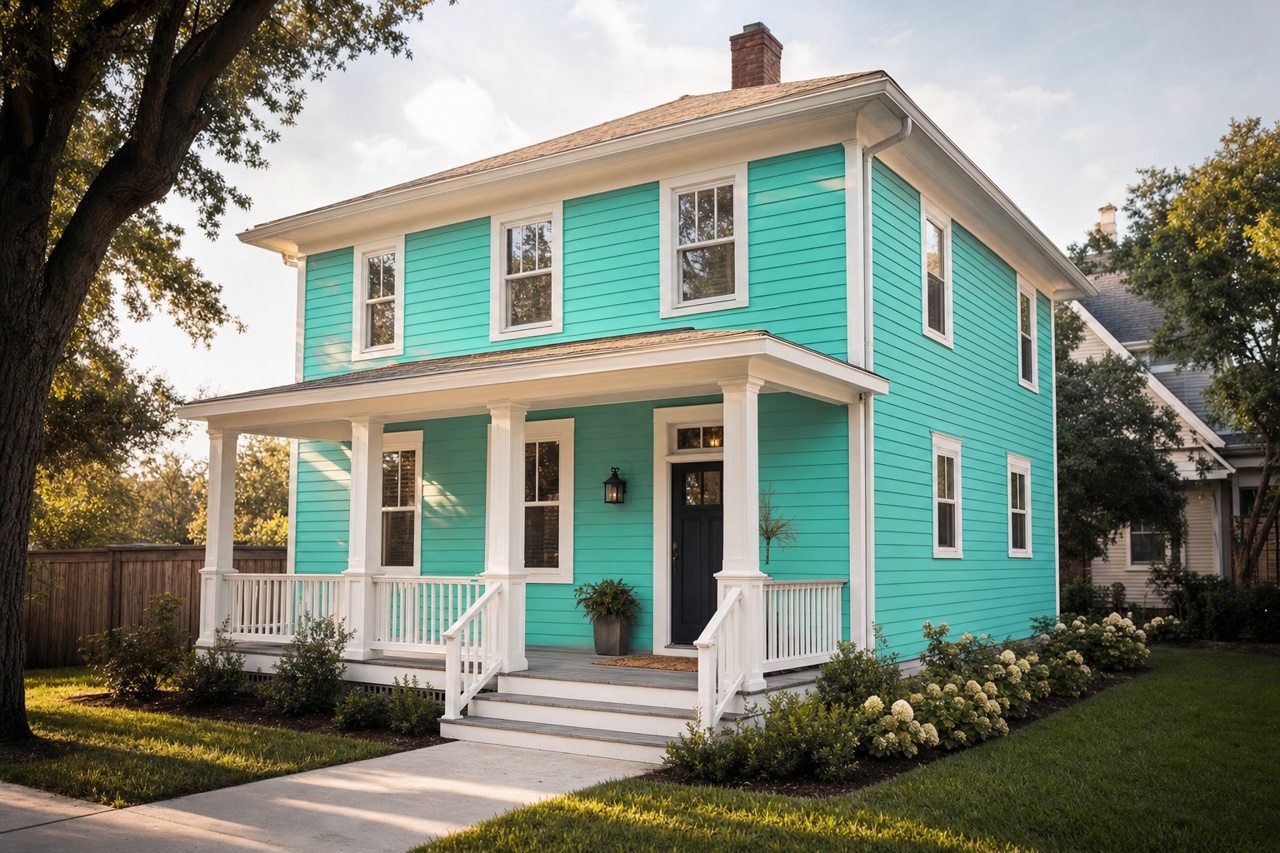 Miami Teal by Benjamin Moore on exterior