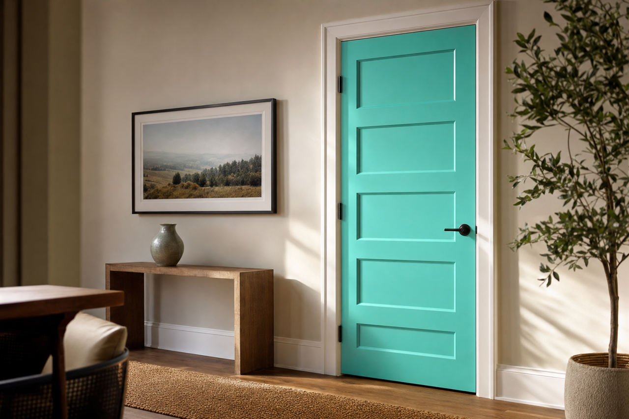 Miami Teal by Benjamin Moore on interior-doors