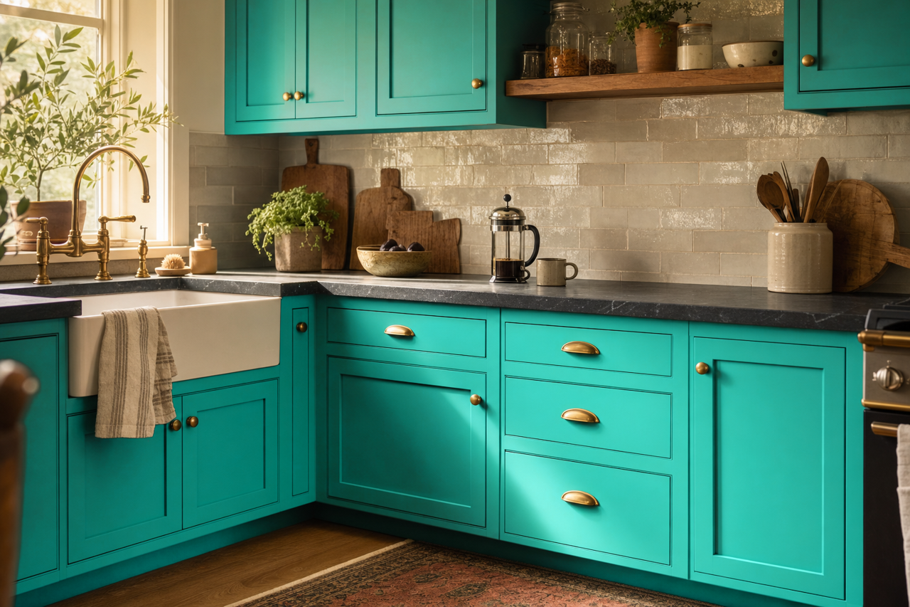 Sea by Benjamin Moore on cabinets