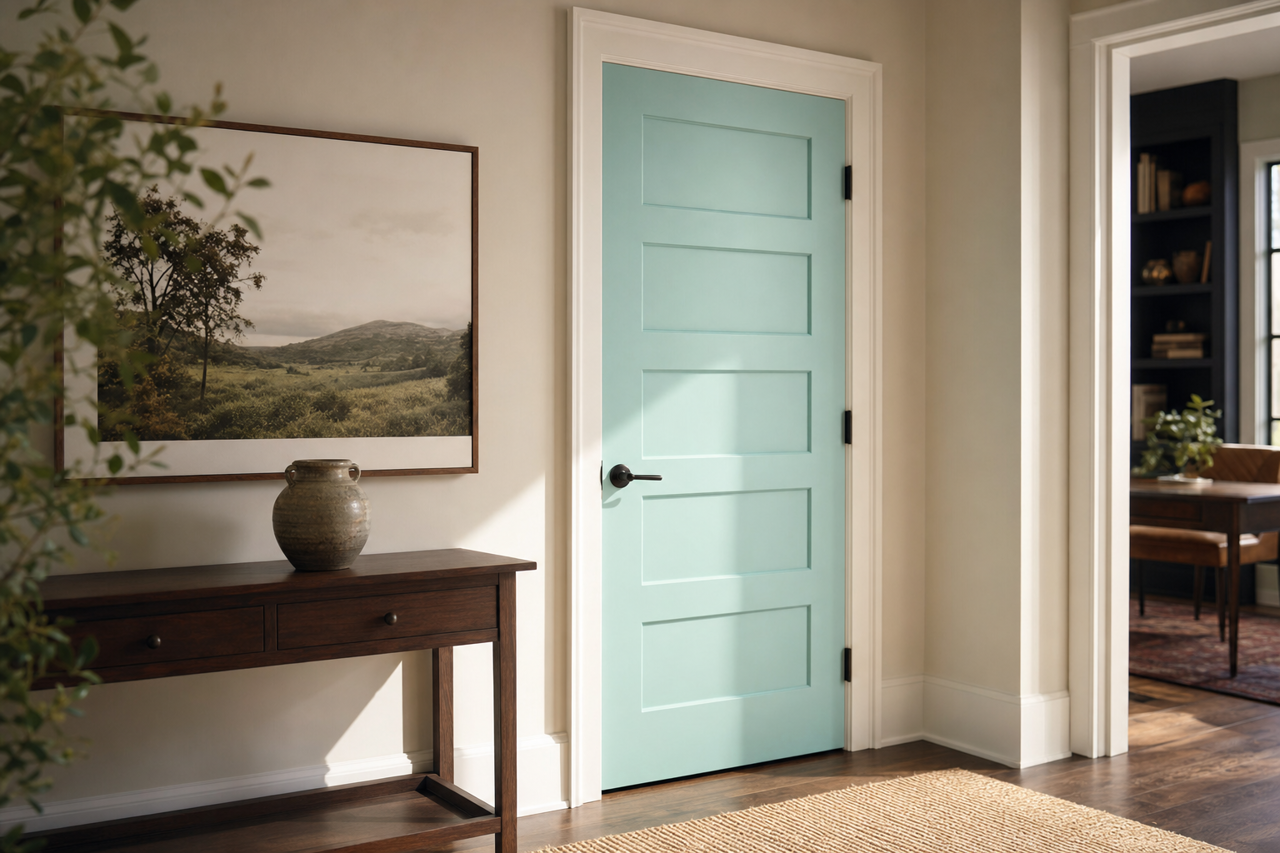 Oceanfront by Benjamin Moore on interior-doors