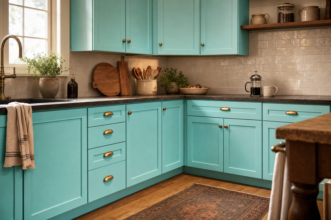 Mexicali by Benjamin Moore on cabinets