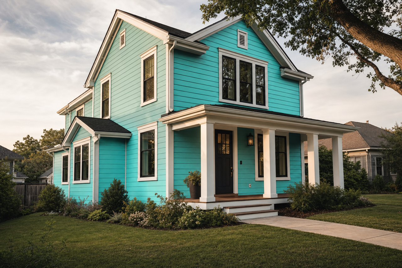 Teal Tone by Benjamin Moore on exterior