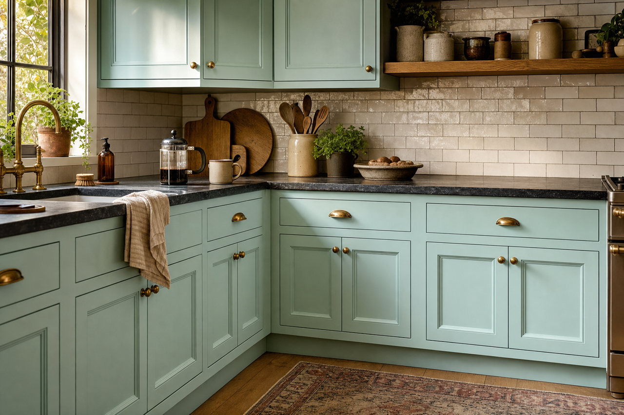 Maritime by Benjamin Moore on cabinets