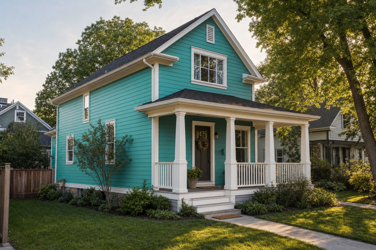 Soft Spruce by Benjamin Moore on exterior