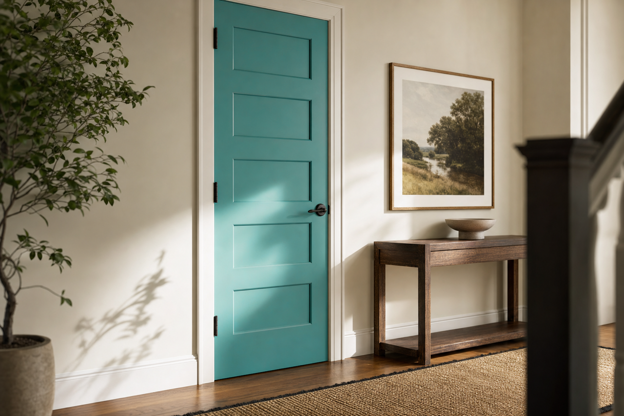 Soft Spruce by Benjamin Moore on interior-doors