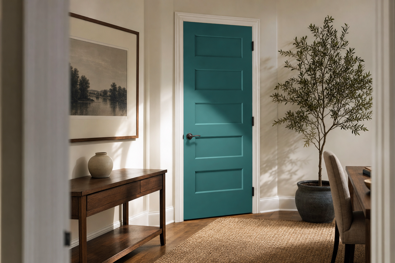 Intercoastal Green by Benjamin Moore on interior-doors