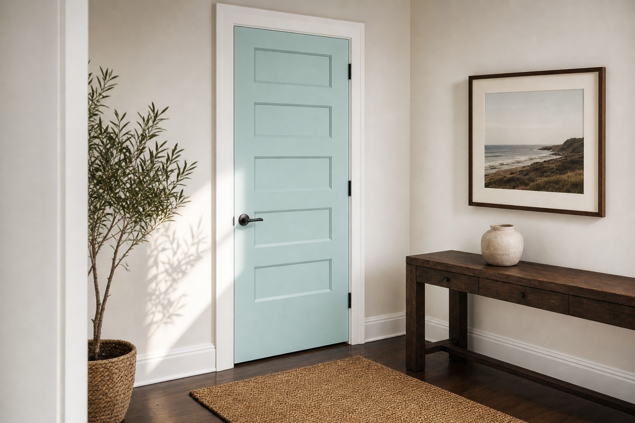 Spring Sky by Benjamin Moore on interior-doors