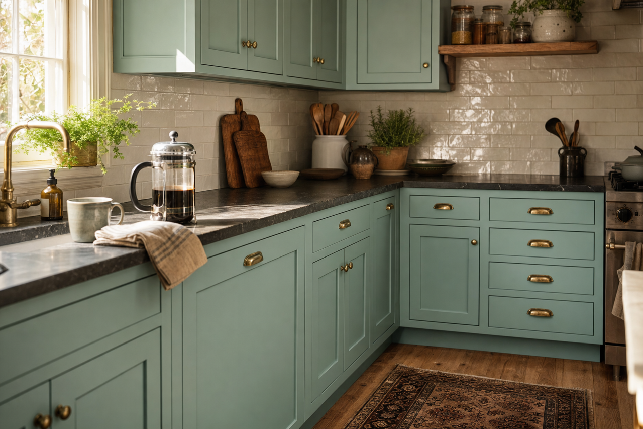 Spirit in the Sky by Benjamin Moore on cabinets