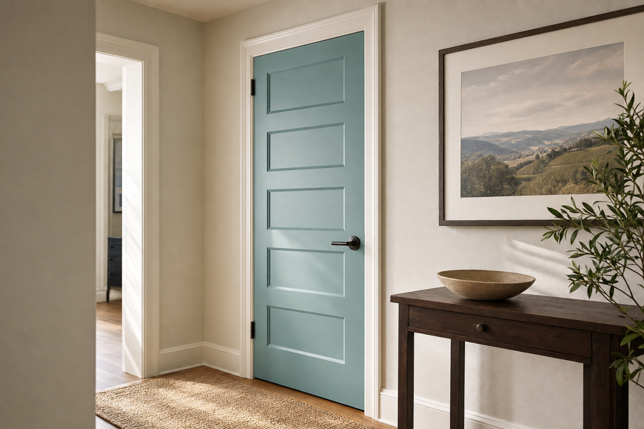 Azure Water by Benjamin Moore on interior-doors