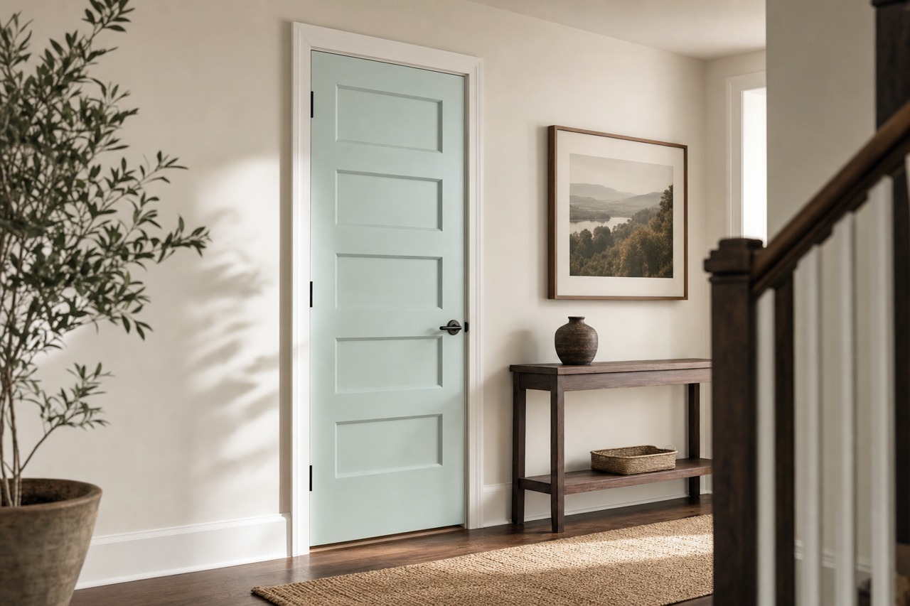 Annapolis Green by Benjamin Moore on interior-doors