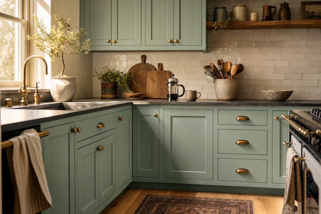 Grenada Villa by Benjamin Moore on cabinets
