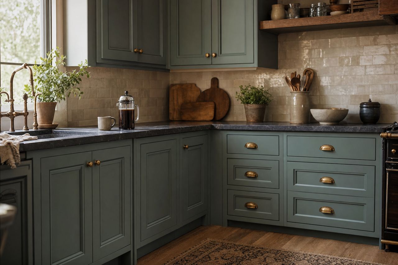 Dartsmouth by Benjamin Moore on cabinets